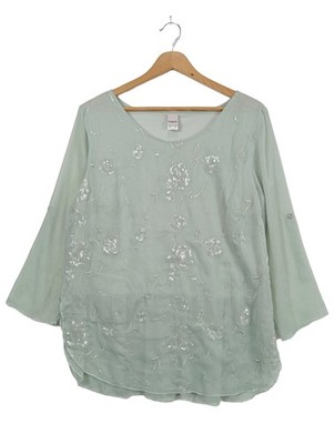 HEINE Schlupf-Bluse Damen Bluse Gr. DE 40 khaki-silberfarben Elegant