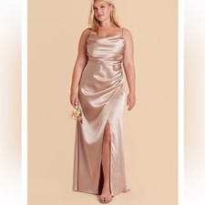 Birdy Grey Lydia Shiny Satin Taupe Bridesmaid Dress Size Large