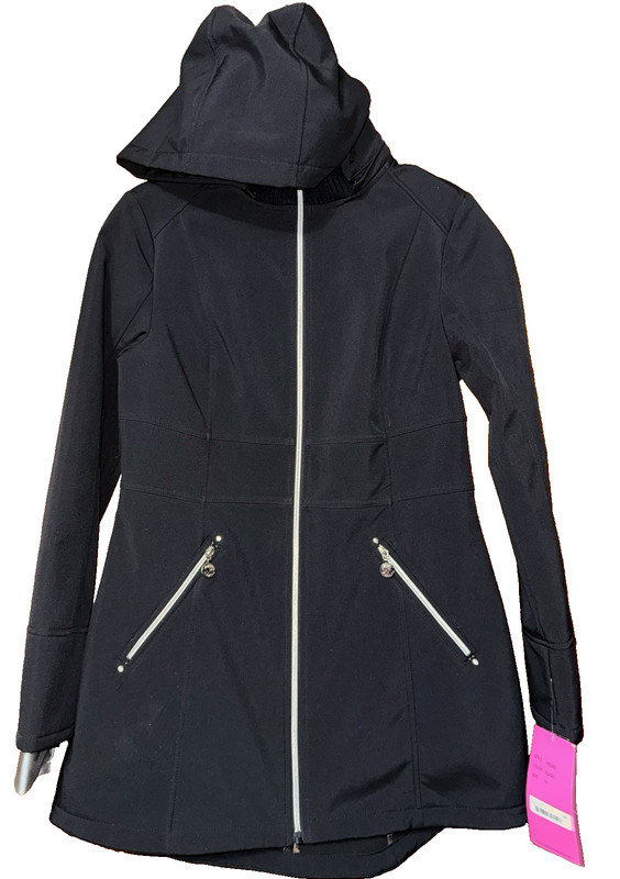 NWT BETSY JOHNSON BLACK POLY BLEND SOFT SHELL WATER REPELLENT JACKET - MED