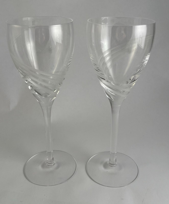 Lenox Windswept Swirl Lead Cut Crystal 7 7/8”  Wine Glass Set of 2