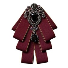 Bowknot Rhinestone Fashion Ribbon Bow Brooch Pre-Tied Bow tie for Men Women N...