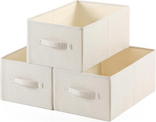 Linen Folding Storage Bins, 3 Pack Large Storage Baskets, Washable, Clothing Sto