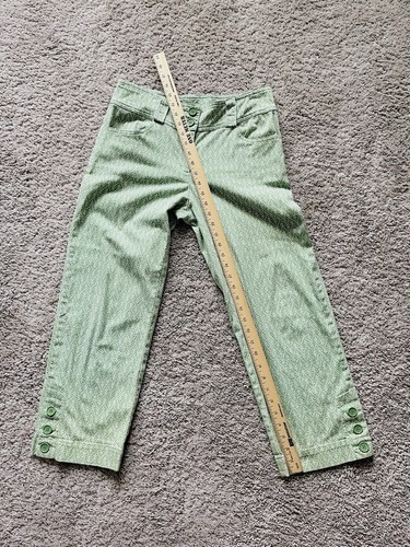Cabi Womens Green Pattern Crop Pants Sz 4 Green & White Pattern Mid Rise - Picture 4 of 8