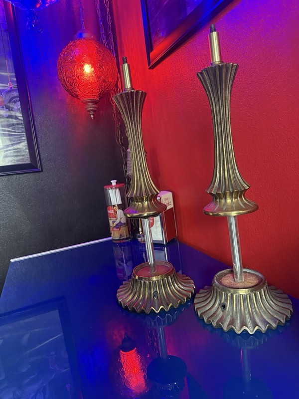 Empire Brass Table Lamp Bases And Neck, 1970s, Set of 2
