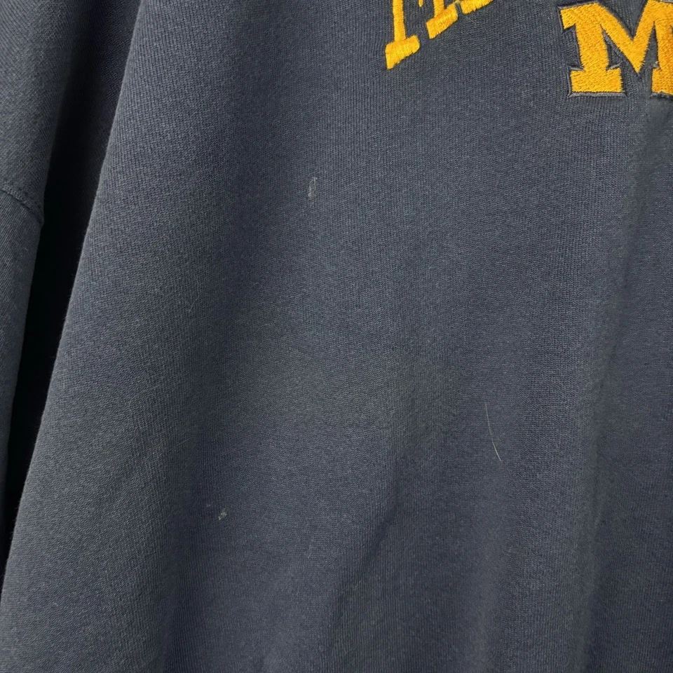 Sudadera vintage Hanes Michigan Wolverines bordada azul L-XL etiqueta en blanco Foto 3 de 4