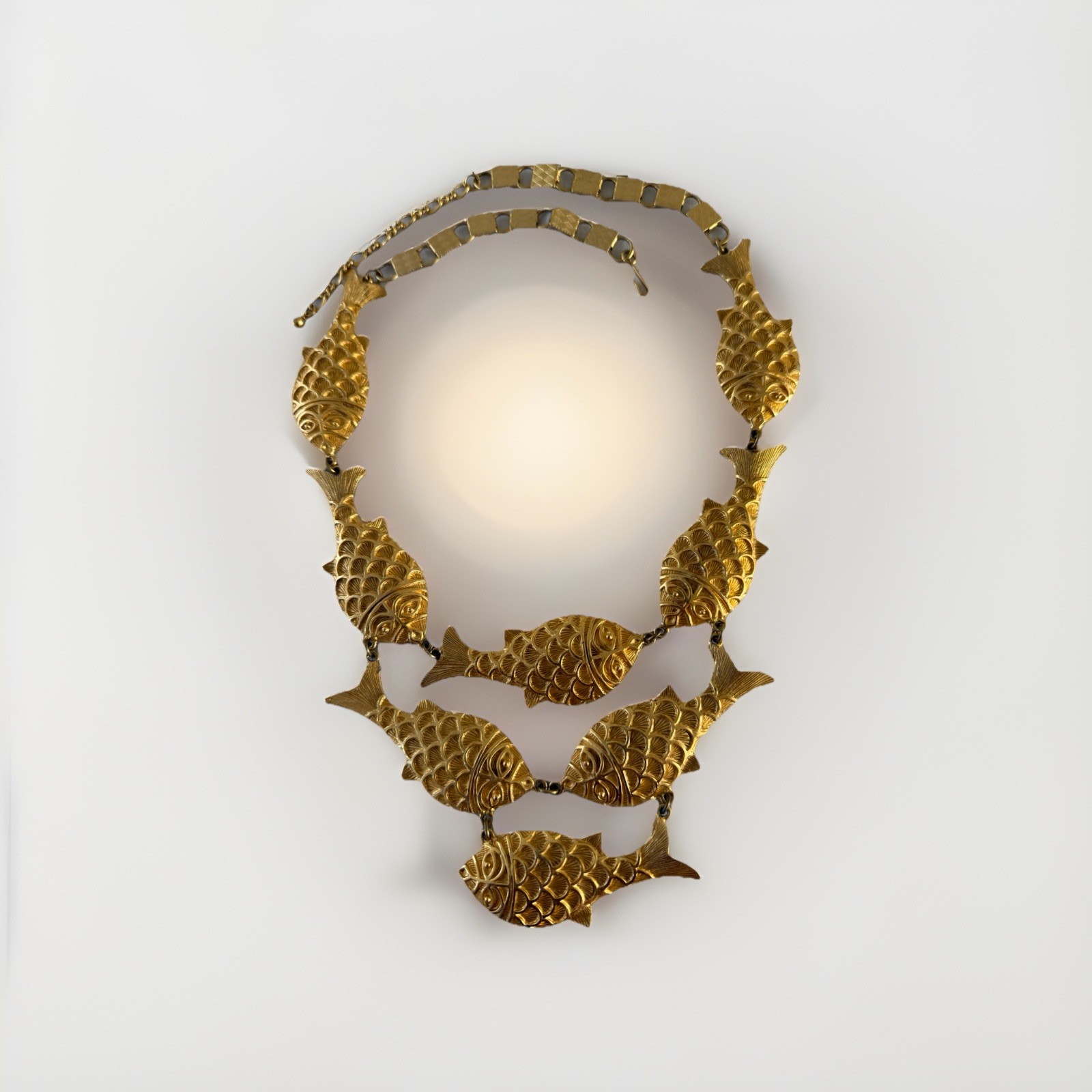 Fish Necklace Bold Statement Runway Gold Designer