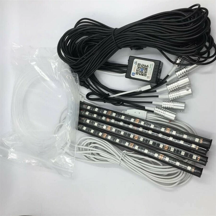5 Pcs RGB LED Fiber Optical Decor Neon Atmosphere Light Foot Lamp BT APP Control - Image 4 of 4
