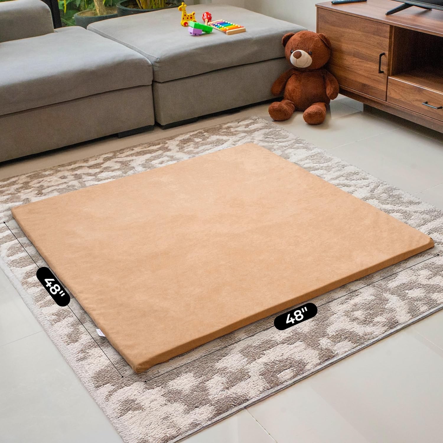 Primica Padded Play Mat for Baby - Large Soft Foam Floor Sandstone 