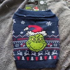 Disney Grinch Niebieski Boże Narodzenie Zwierzę domowe Sweter Strój Rozmiar XS