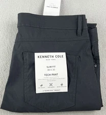 KENNETH COLE Men’s Slim Fit Lightweight Tech Stretch Pants W38 L30 Charcoal NWT