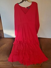Lulus Crinkle Long Sleeve Ruffle Red Dress 100% Polyester L