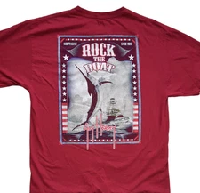 Guy Harvey Rock The Boat Red Pocket T-Shirt Adult Size Large  AFTCO Fishing