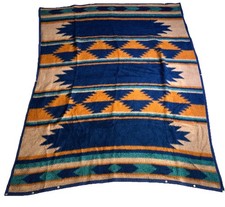 Vintage Biederlack Cuddle Wrap Throw Southwest Style Zip Made In USA