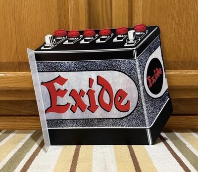 Exide Battery Flange Sign Gas Oil Garage Double Sided Vintage Style Wall Decor