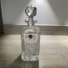 Sterling Bleikristall quadratische Karaffe mit Stopfen im handgeschliffenen Diamant Design