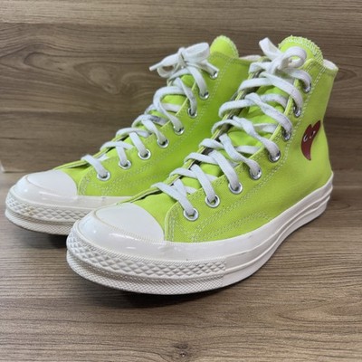 Converse x Comme Des Garcons Chuck Taylor Shoes Mens Size 8 Acid Lime Green CDG