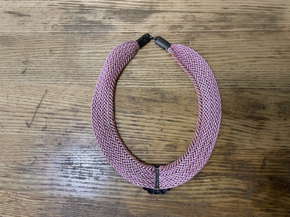 Cord Texture Dusty Rose Pink Ornate Dark Metal Clasp Closure Pendant ...