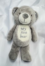 Kellytoy My First Bear Plush Gray Rattle Baby Lovey Toy Satin Feet Kellybaby