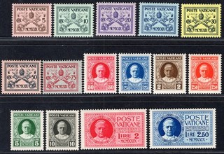 VATICANO: 1929 Juego completo de 15 g 1 15 ligeramente montado como nuevo Cat 120 £