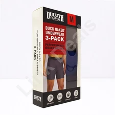 Duluth Trading Buck Naked Boxer Brief Men's MEDIUM Blue Gray Black - 3 Pack NEW