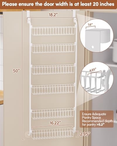Over The Door Pantry Organizers and Storage, 6-Tier Hanging Spice Rack, Home - Picture 3 of 8