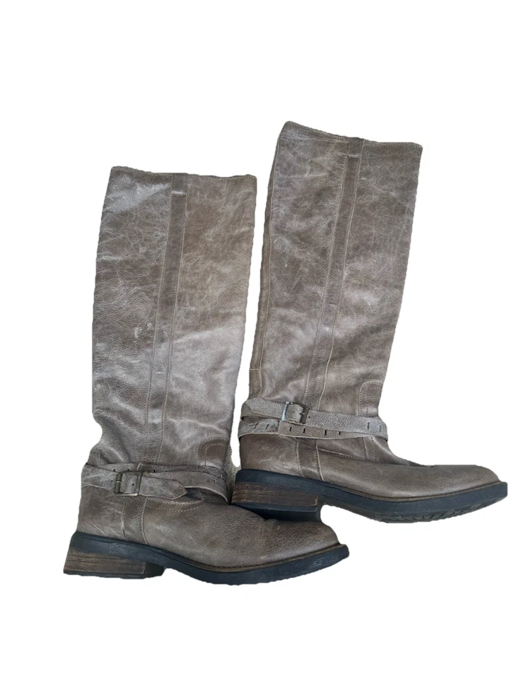 Steve Madden Women's Maddock Tall Distressed Tan Riding Boots Leather Straps 10M - Image 2 of 4