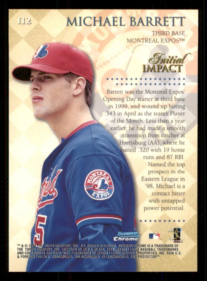 1999 Bowman Chrome Impact #I12 Michael Barrett - Image 2 of 2