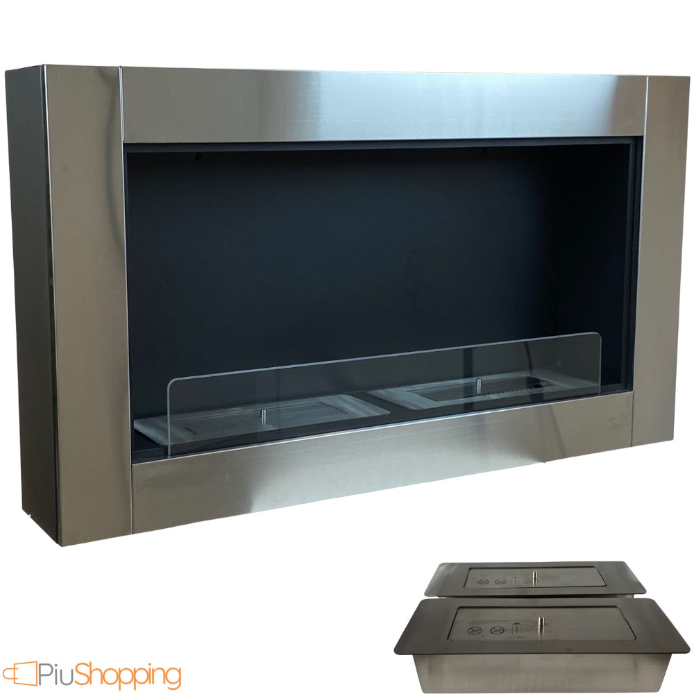Chimenea Bioetanol de Pared Estufa A Empotrable de Acero 3,5 Kw Diseño Moderno