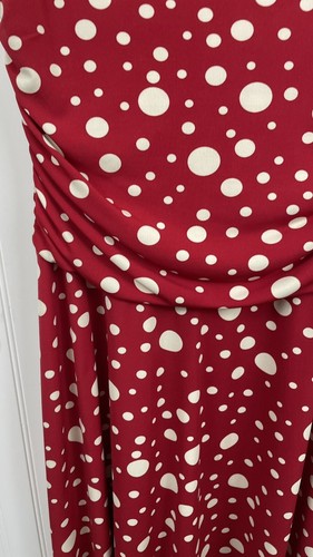 London Times Dress Womens Size 16 Ruched Faux Wrap Red Polka Dot - Picture 9 of 12