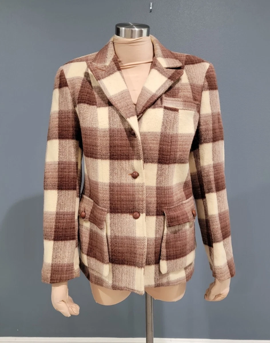 Cream check jacket shop