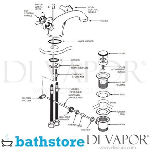 Bensham Crosshead 1885 Rubinetto miscelatore bacino - Negozio da bagno | prezzo di ricambio: £229 - Foto 3 di 3