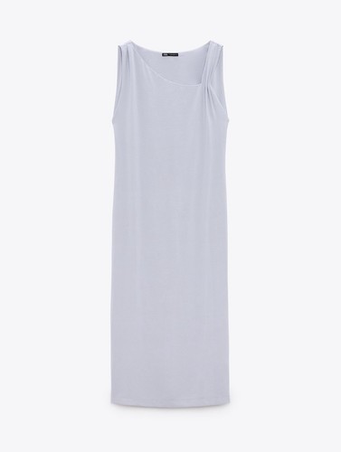 ZARA NWT Gorgeous Lilac Flowy Flare MIDI Dress Pleats Size Large Slit