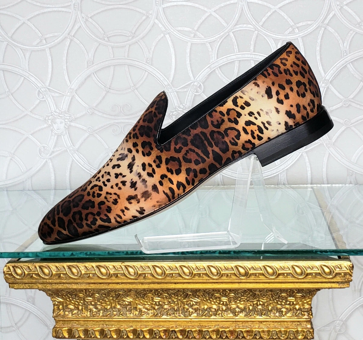 Langt væk ballet skrå S/S 2020 MENSWEAR NEW VERSACE SILK LEOPARD PRINT LOAFERS SHOES 47 - 14 |  eBay