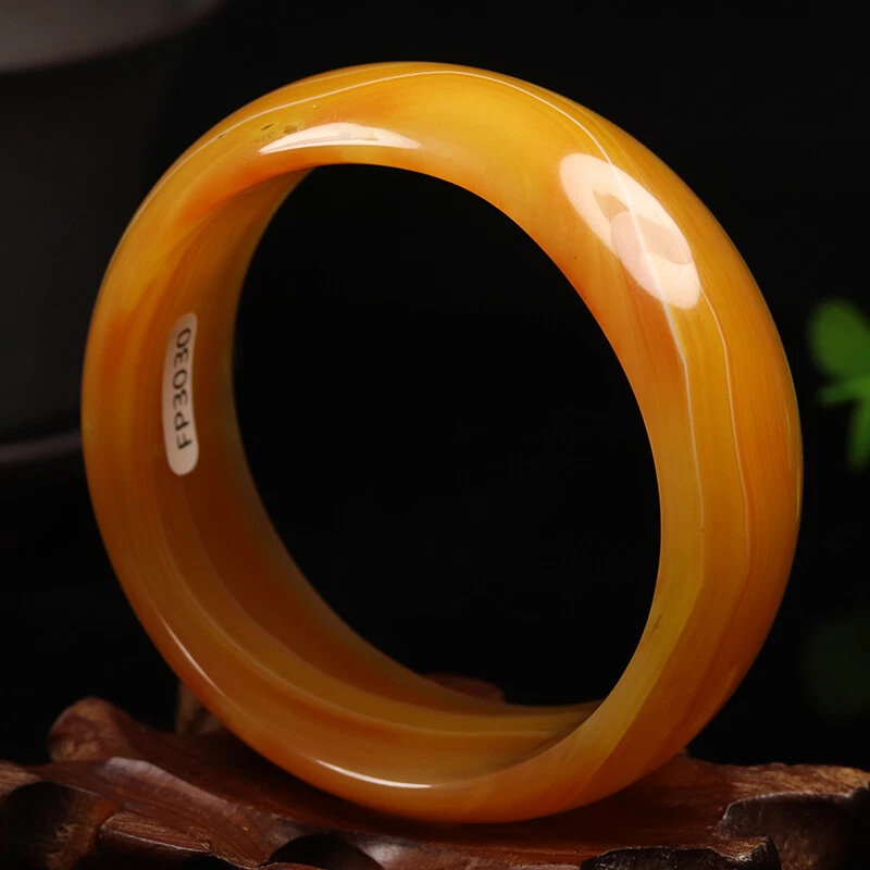 Brazalete Brazalete Ágata 54mm Natural Amarillo Marrón Calcedonia Jade 06113 Foto 4 de 4