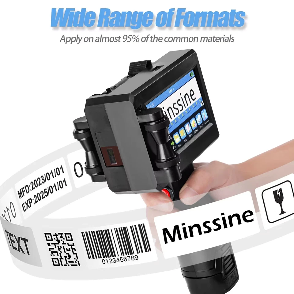 Handheld Inkjet Printer Gun 12.7mm Fast-Drying Ink Text QR Barcode Label Printer - Image 3 of 4