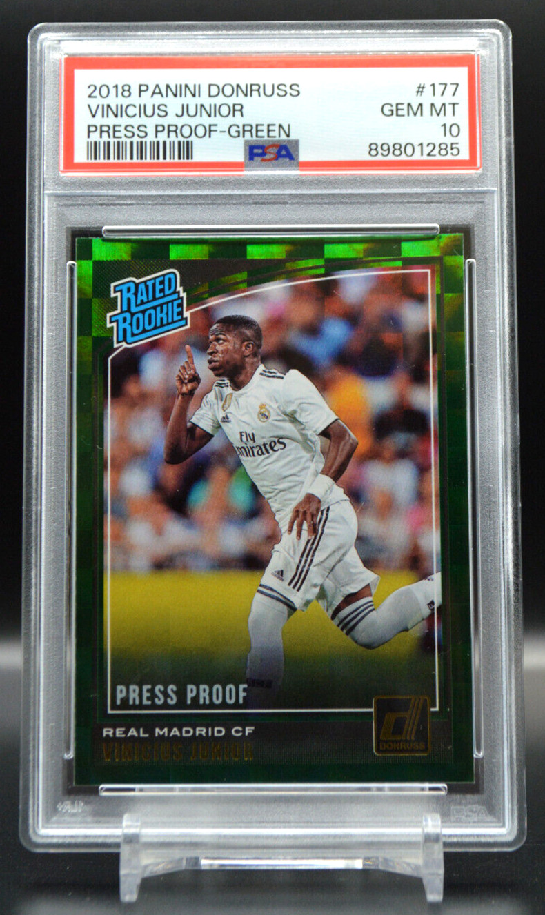 2018 Vinicius Junior Panini Donruss Press Proof Green RC #177 PSA 10 Gem Mint
