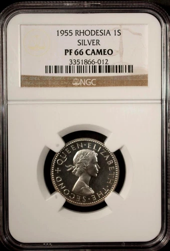 Rhodesia & Nyasaland 1 Shilling 1955  NGC PF 66 Cameo UNC Silver Elizabeth II