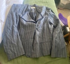 Beautiful Toast Linen Jacket Size Uk 14 Us 12 Blue Striped Perfect!
