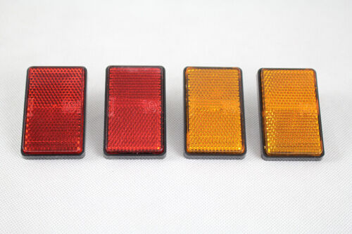 2x Universal Motorcycle ATV Reflector Bolt On Red & Amber Rectangle Side Marker - Foto 4 di 12