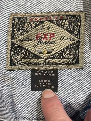 Vintage Express Cropped Denim Jean Jacket Compagnie Internationale Womens Large - Picture 12 of 23