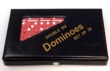 GGS Red Double 6  Domino Tiles in Snap Vinyl Case~BRAND NEW~ :E