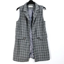 In The Style - Check Sleeveless Blazer Jacket - Grey - Uk 8
