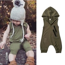 Baby Kid Infant Boy Hooded Tops Romper Outfits Tracksuit Sport Clothes Suit