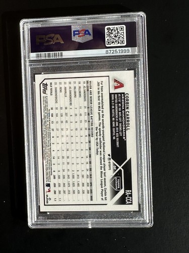 2023 Topps Chrome Rookie Autograph Corbin Carroll PSA 10 Gem Mint - Picture 2 of 2