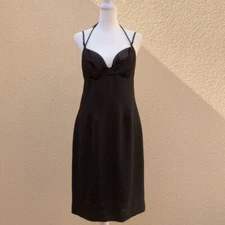Nicole Miller collection Black and satin spaghetti strap cocktail dress