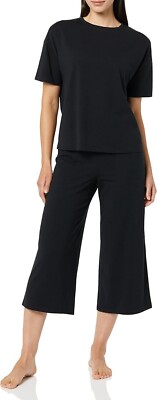 Amazon Essentials Women's Knit Jersey Pajama Set Large Black