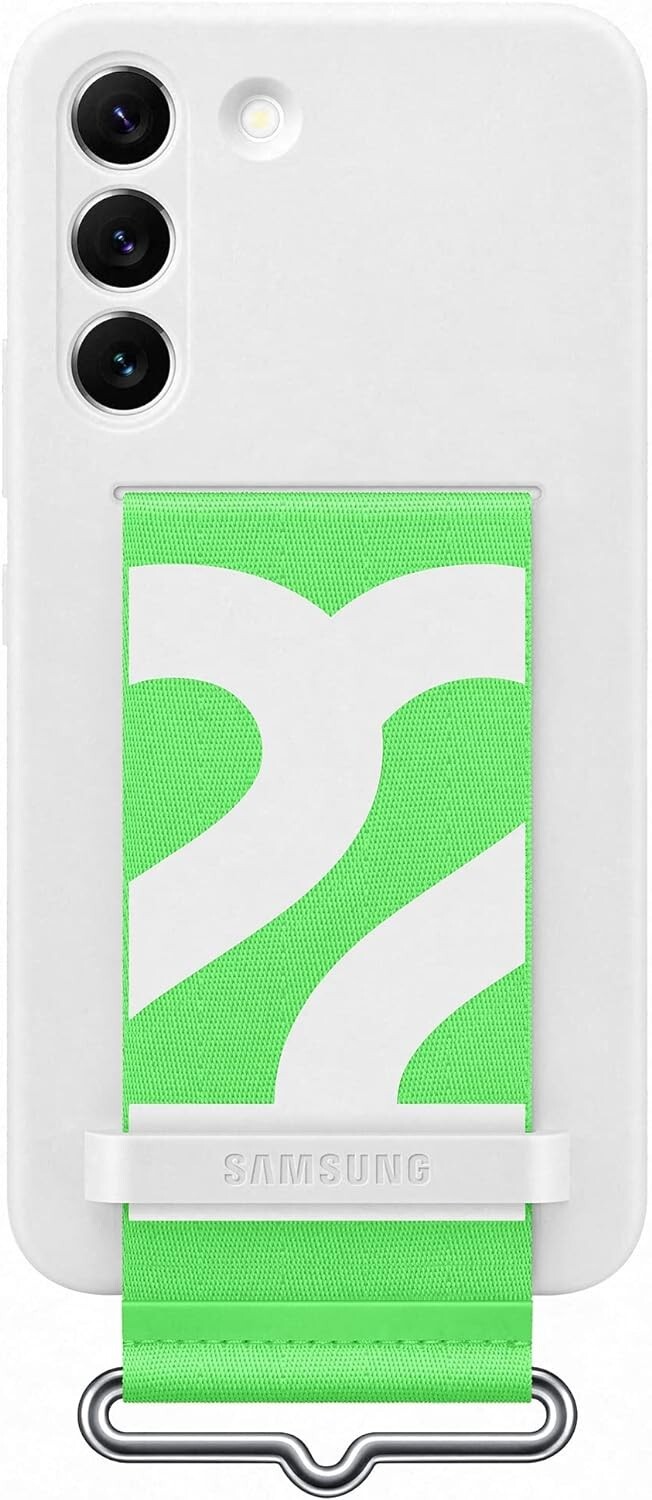 Samsung Silicone Cover/Case with Strap for Galaxy S22 - White