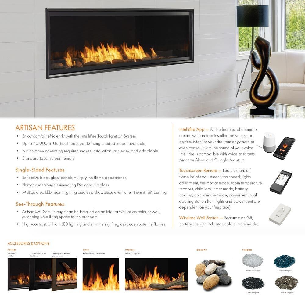 Monessen Artisan 48-Inch Vent-Free Linear Fireplace With IPI Plus Electronic Ignition [AVFL48N/PIP] (SAK93016)