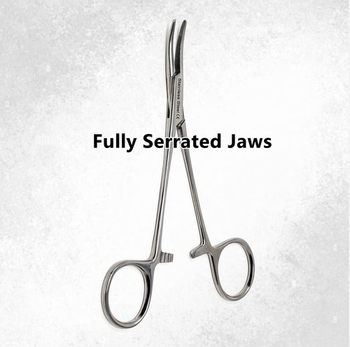 50x MOSQUITO HEMOSTAT LOCKING FORCEPS CURVED SERRATED JAWS STAINLESS STEEL CE 5" - Picture 2 of 3