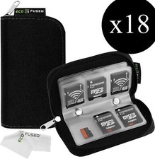 New LOT Of 18 MEMORY CARD Storage CASES w/ Cleaning Cloths SD SDHC XD ECO-FUSED